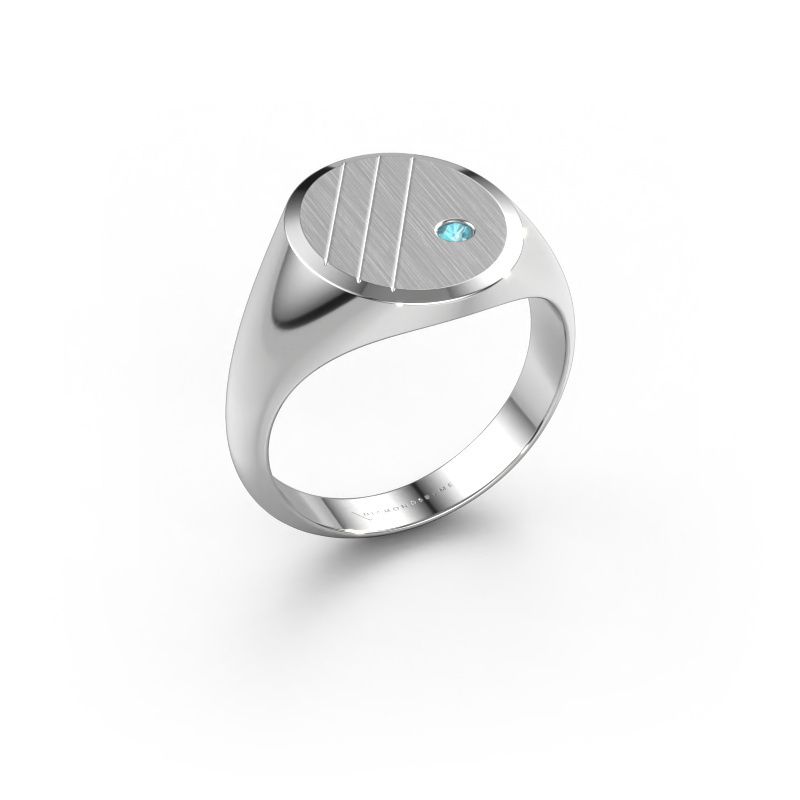 Signet ring Wesley 3 950 platinum blue topaz 2 mm