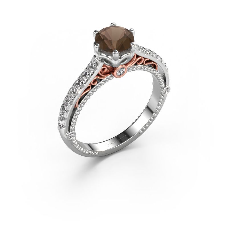 Engagement ring Venita 585 white gold smokey quartz 6.5 mm