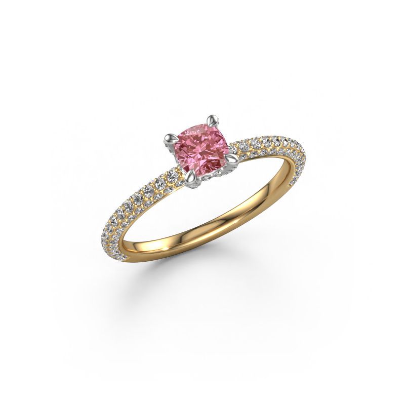 Engagement ring Saskia 2 CUS 585 gold pink lab grown diamond 4.5 mm