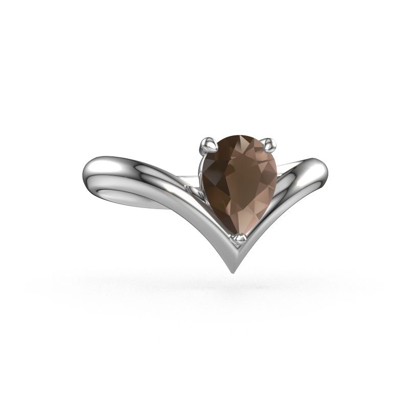 Verlobungsring Maddy PER 950 Platin Rauchquarz 8x6 mm
