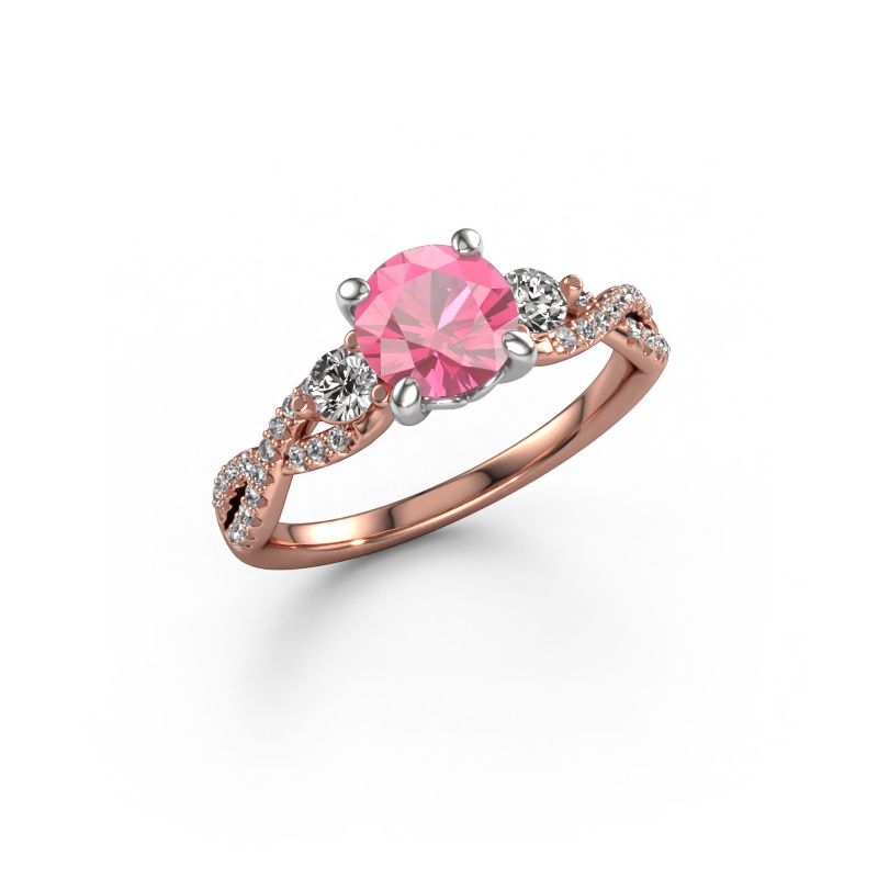 Engagement ring Marilou RND 585 rose gold pink sapphire 6.5 mm