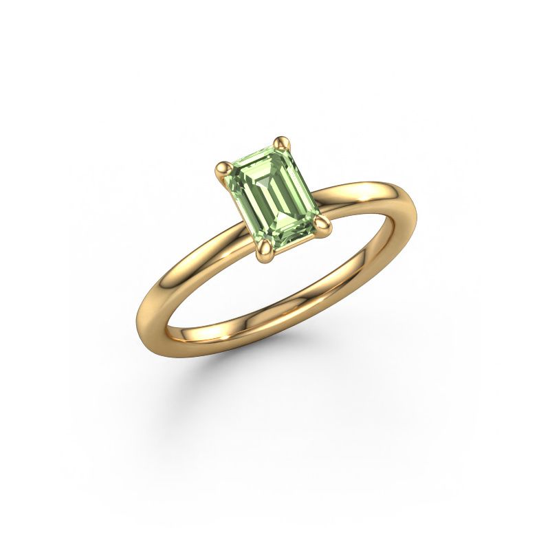 Engagement ring Simone EME 1 585 gold green lab grown diamond 6.5x4.5 mm