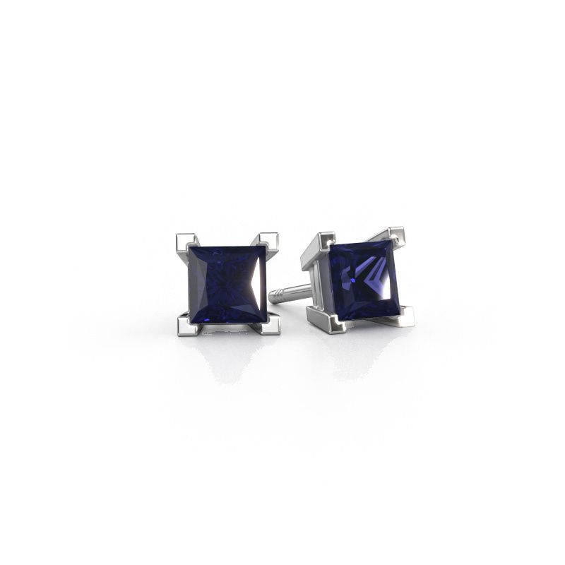 Clous d'oreilles Ariane 950 platine saphir 5 mm