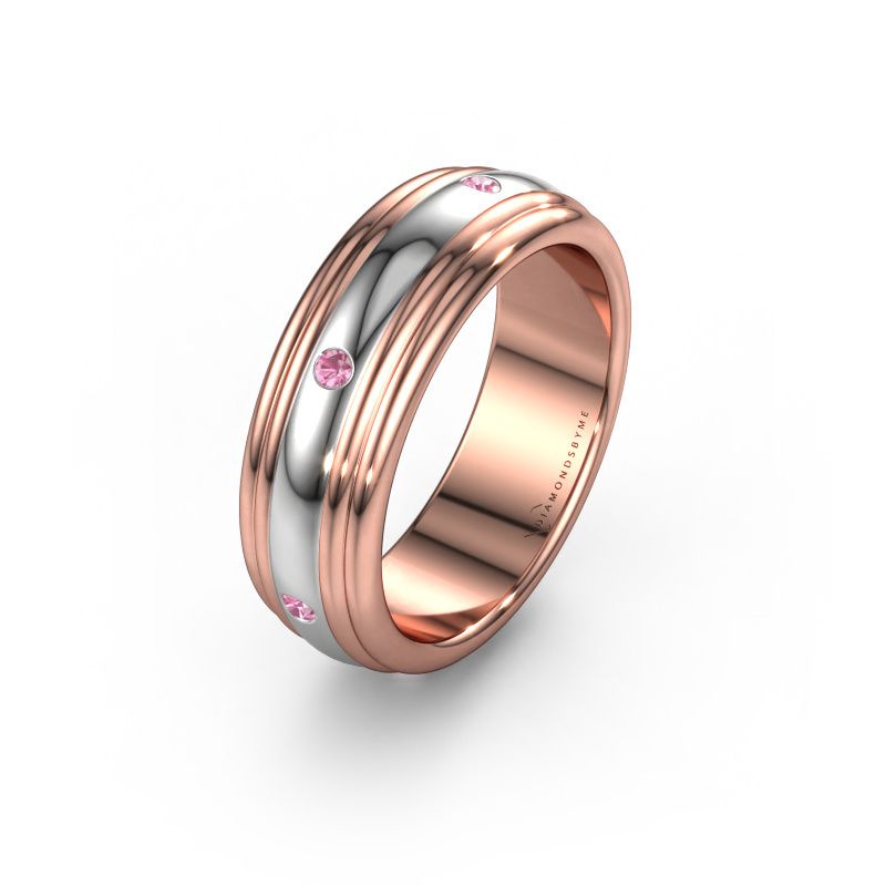 Wedding ring WH2236L 585 rose gold pink sapphire ±6x2.2 mm