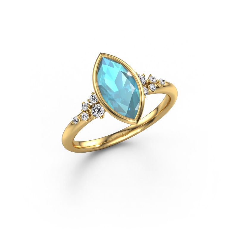 Verlovingsring Aliyah MRQ 585 goud blauw topaas 11x5.5 mm