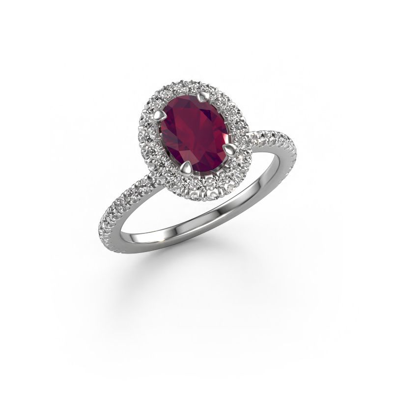 Engagement ring Talitha OVL 950 platinum rhodolite 7x5 mm