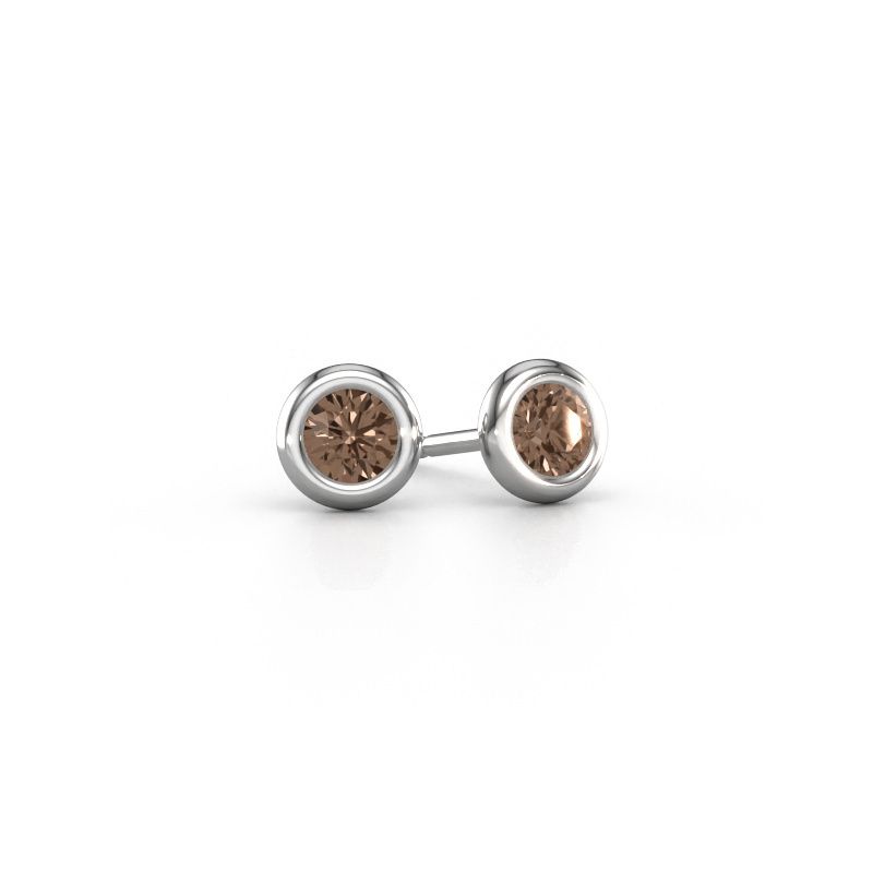 Stud earrings Lieke RND 950 platinum brown diamond 0.50 crt