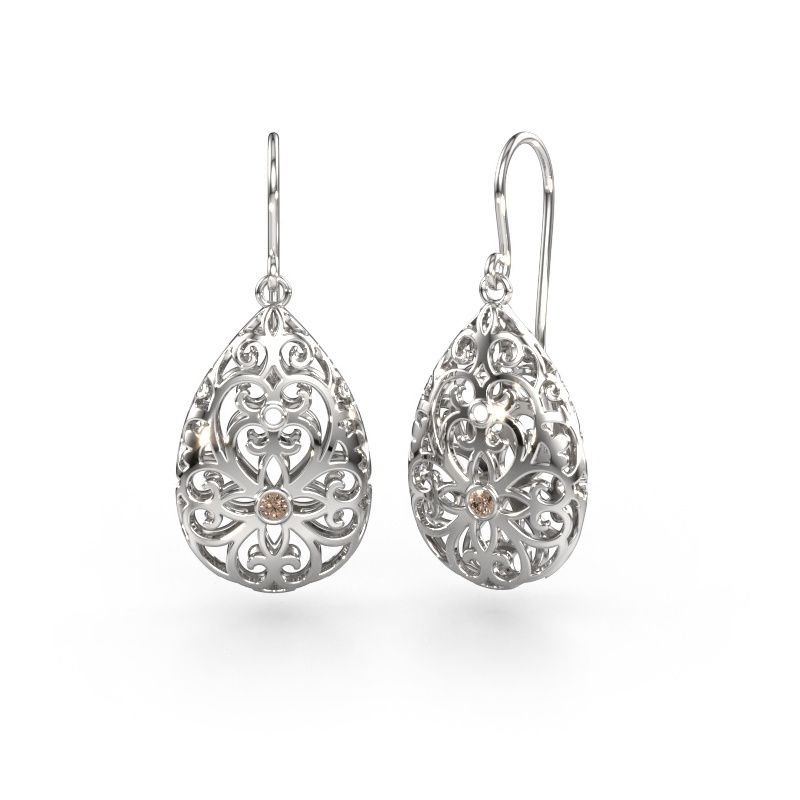 Drop earrings Idalia 2 585 white gold brown diamond 0.09 crt
