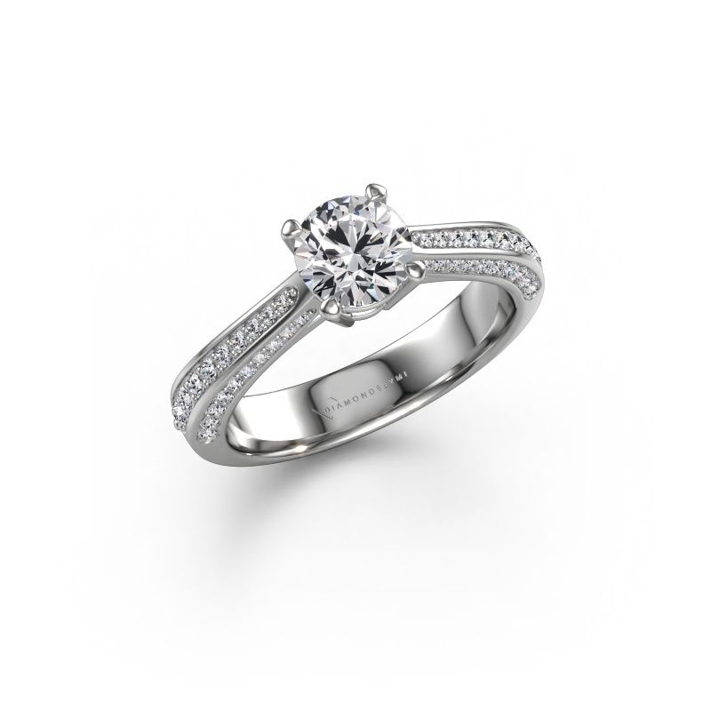 Verlovingsring Ruby rnd 585 witgoud lab-grown diamant 0.70 crt
