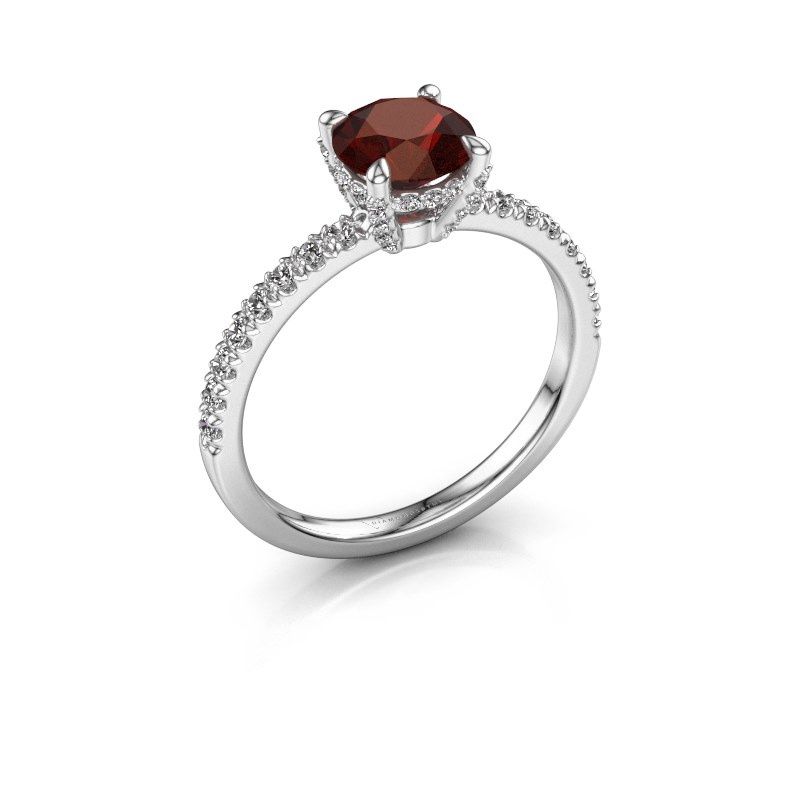 Image of Engagement ring saskia rnd 1<br/>585 white gold<br/>Garnet 6.5 mm
