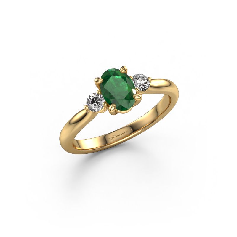 Engagement ring Lieselot OVL 585 gold emerald 7x5 mm
