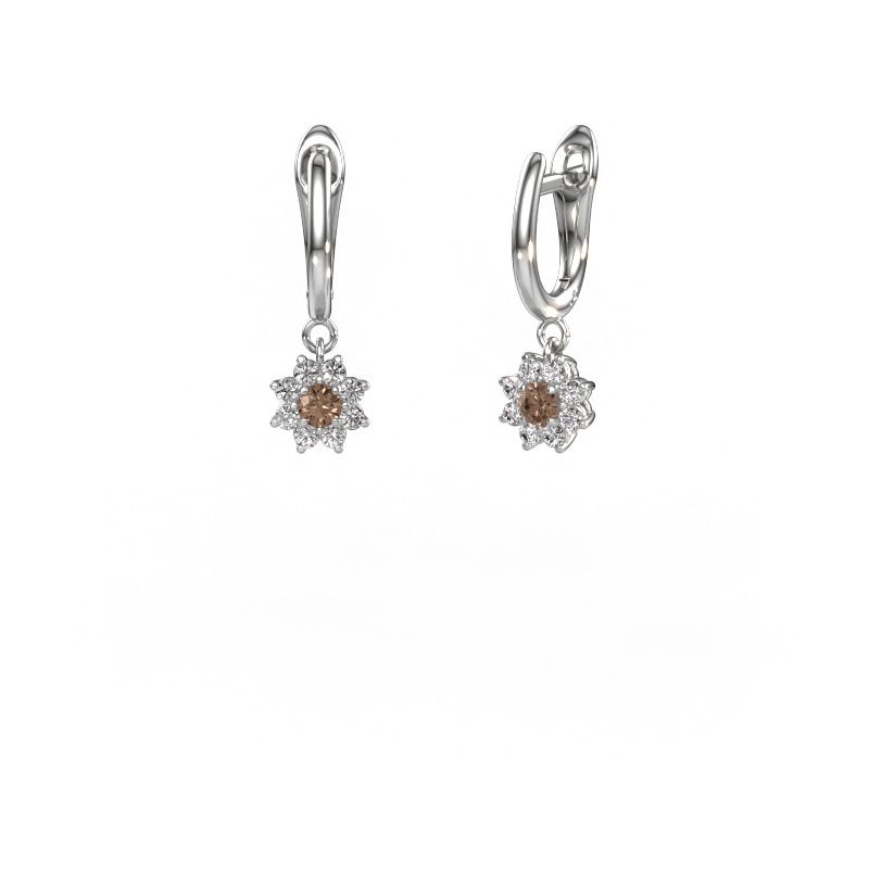 Pendants d'oreilles Camille 1 585 or blanc diamant brun 0.52 crt
