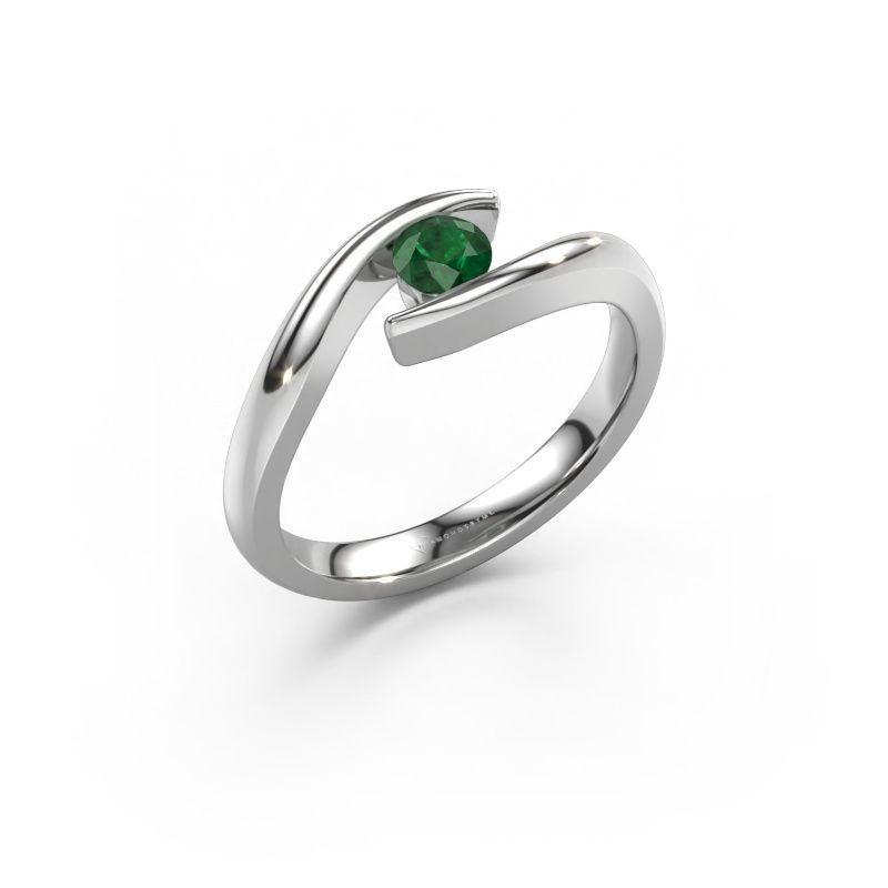 Engagement ring Alaina 950 platinum emerald 4 mm