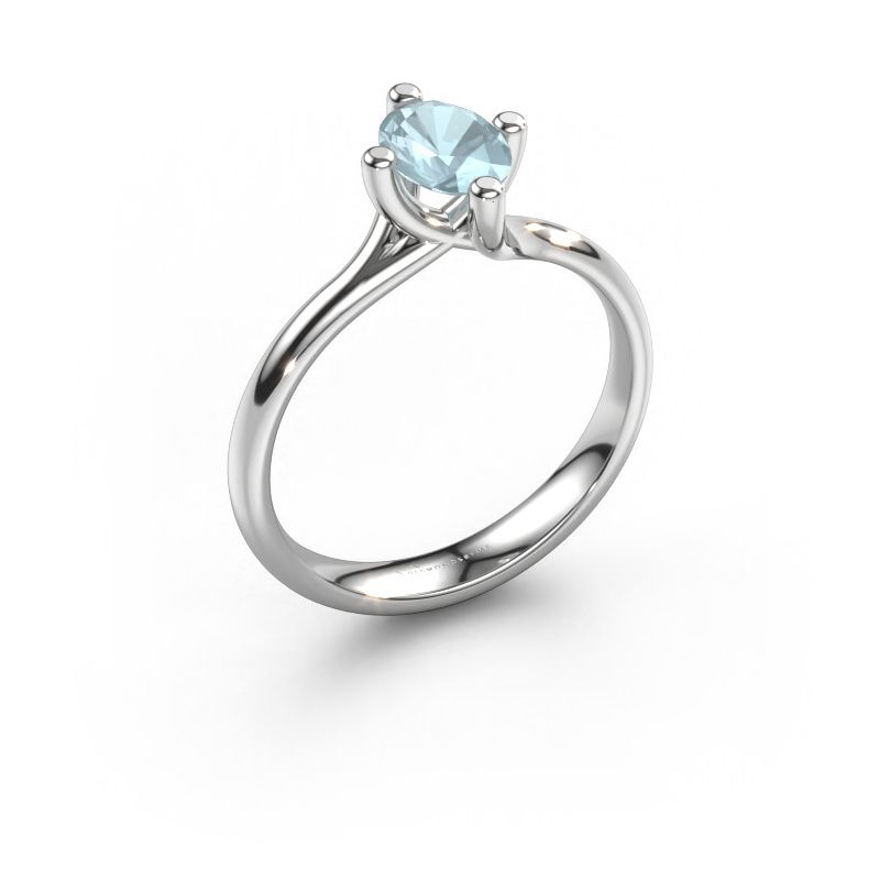 Bague de fiançailles Dewi Oval 585 or blanc aigue-marine 7x5 mm