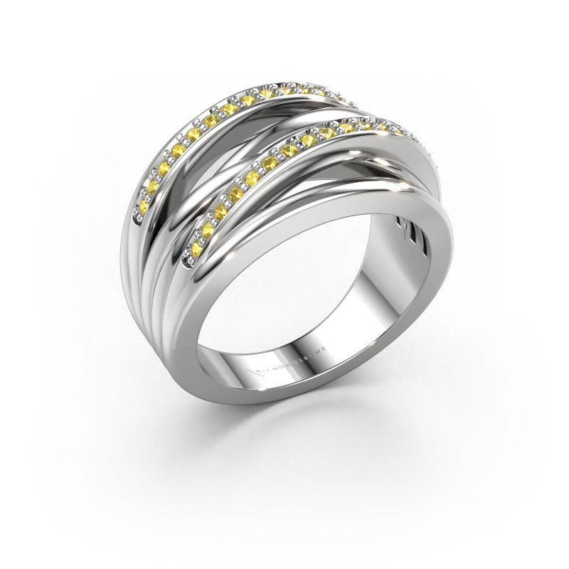 Ring Annabel 2 585 white gold yellow sapphire 1.2 mm