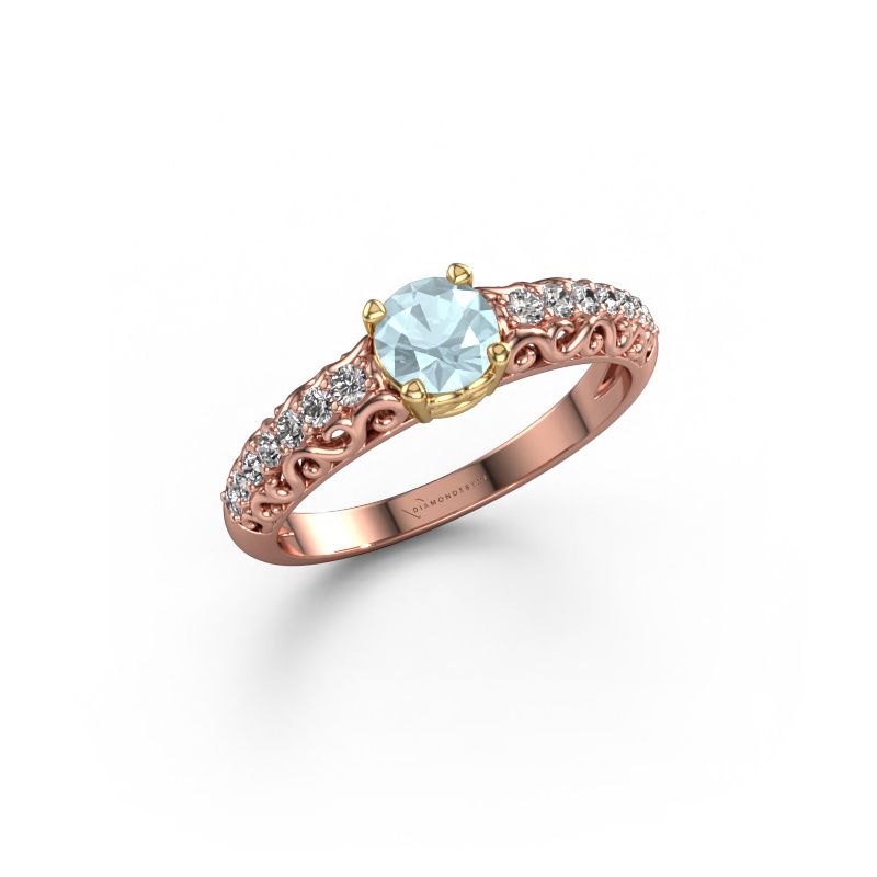 Verlobungsring Mellie 585 Roségold Aquamarin 5 mm