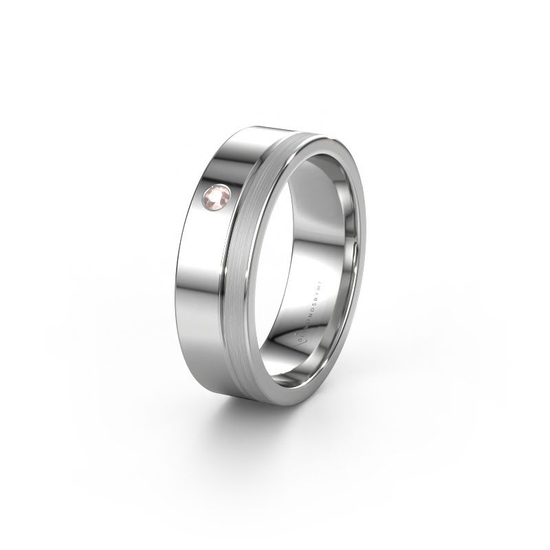 Wedding ring WH0301L16APM 950 platinum morganite champagne ±6x1.7 mm