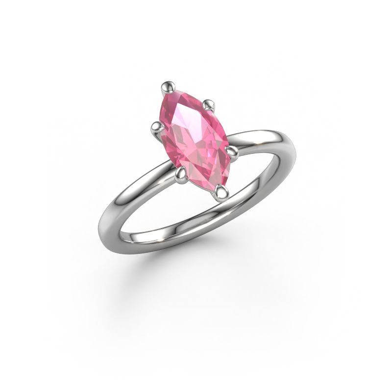 Bague de fiançailles Simone MRQ 1 585 or blanc saphir rose 11x5.5 mm