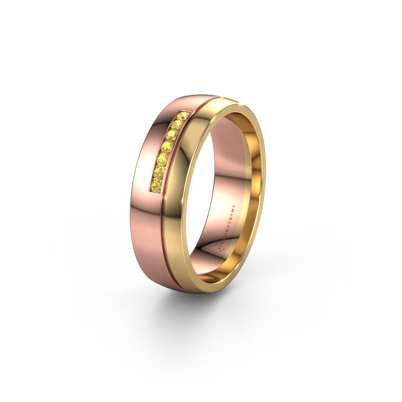 Trouwring WH0308L26AP 585 rosé goud gele saffier ±6x1.7 mm