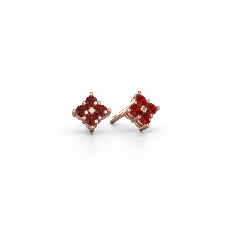 Clous d'oreilles Maryetta 585 or rose grenat 2 mm