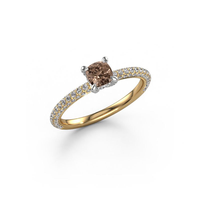 Engagement ring Saskia 2 CUS 585 gold brown diamond 1.042 crt