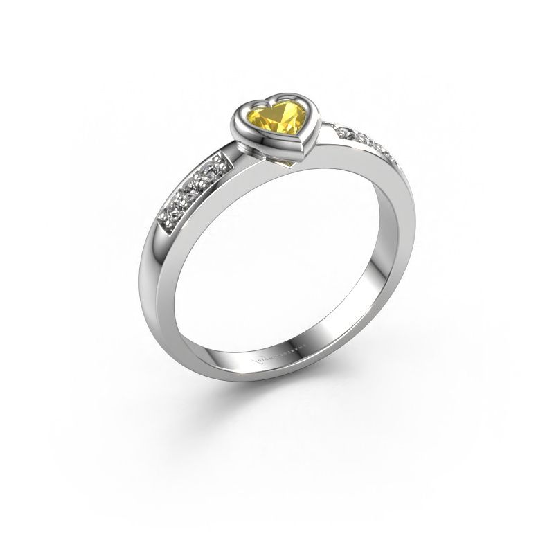 Verlobungsring Lieke Heart 585 Weißgold Gelb Saphir 4 mm