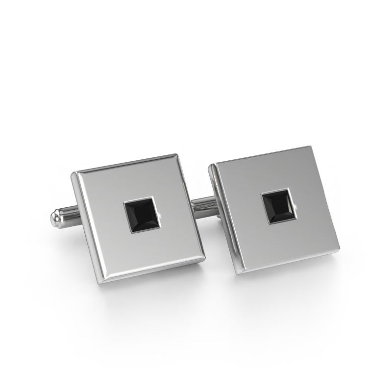 Boutons de manchettes Givanti 585 or blanc diamant noir 0.96 crt
