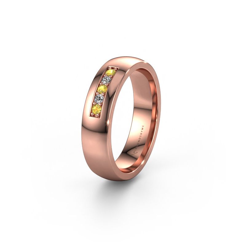Trouwring WH0111L25BP 585 rosé goud gele saffier ±5x2 mm