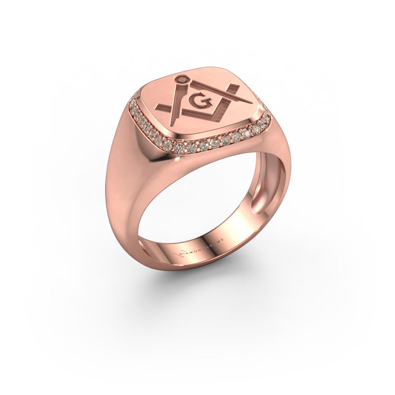 Men's ring Johan 1 585 rose gold brown diamond 0.255 crt