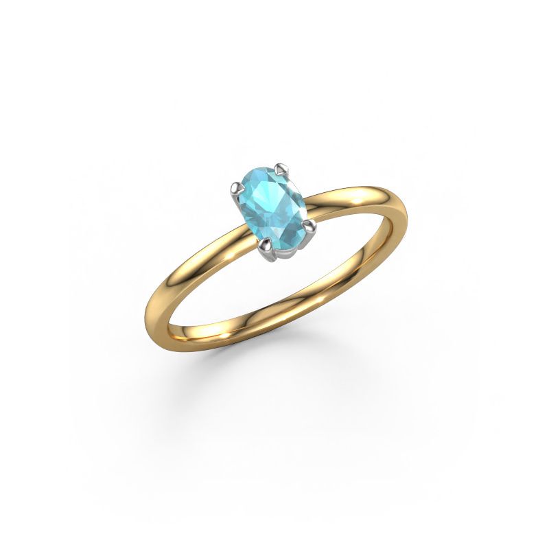 Engagement ring Lynelle 1 585 gold blue topaz 6x4 mm