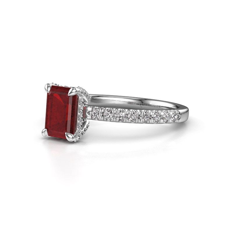 Image of Engagement ring saskia eme 1<br/>585 white gold<br/>Ruby 7x5 mm