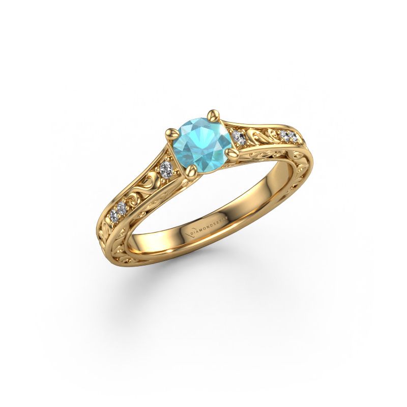 Engagement ring Mallory RND 585 gold blue topaz 5 mm