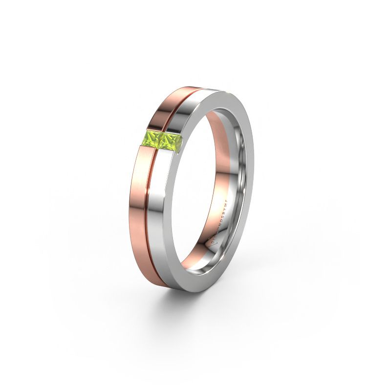 Trouwring WH0225L14B 585 rosé goud peridoot ±4x2 mm