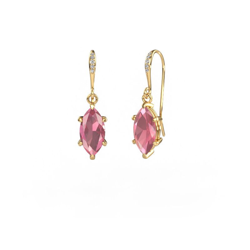 Drop earrings Laurie MRQ 2 585 gold tourmaline pink 10x5 mm