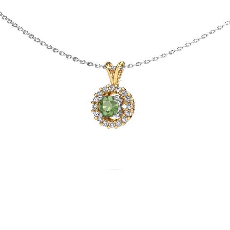 Pendentif Tennille 585 or jaune vert tourmaline 4 mm