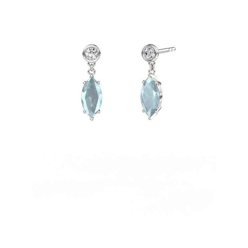Pendants d'oreilles Lacey MRQ 950 platine aigue-marine 10x5 mm
