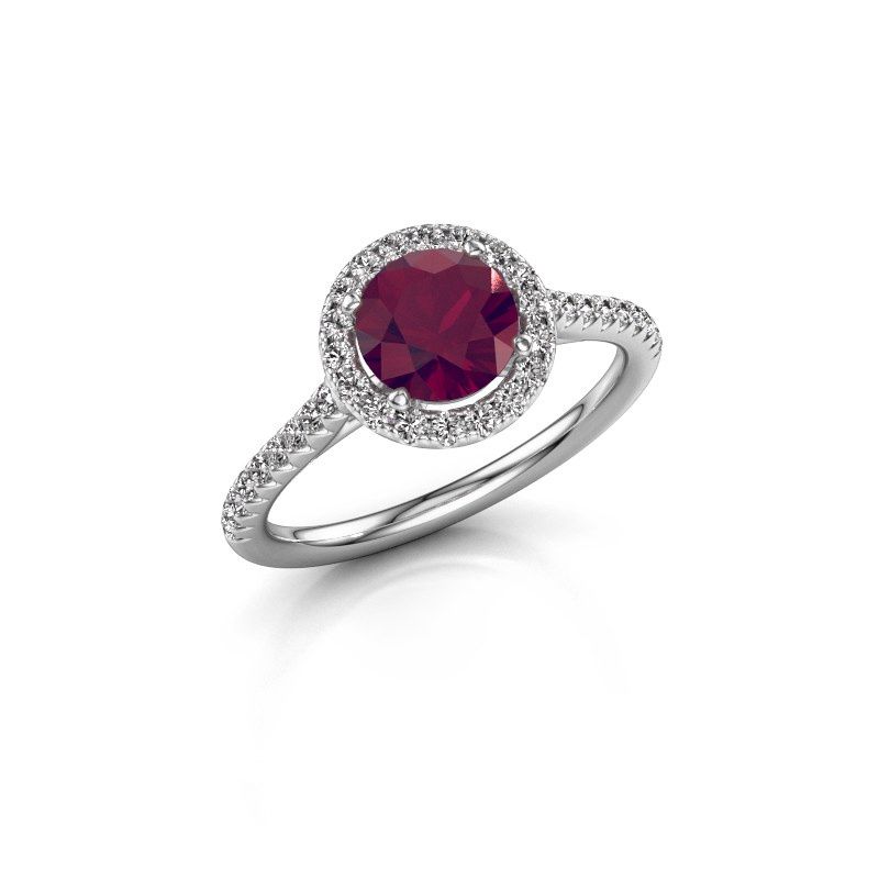 Image of Engagement ring seline rnd 2<br/>950 platinum<br/>Rhodolite 6.5 mm