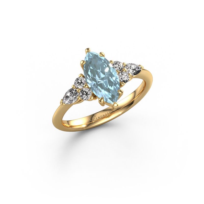 Engagement ring Melani MRQ 585 gold blue lab grown diamond 11x5.5 mm