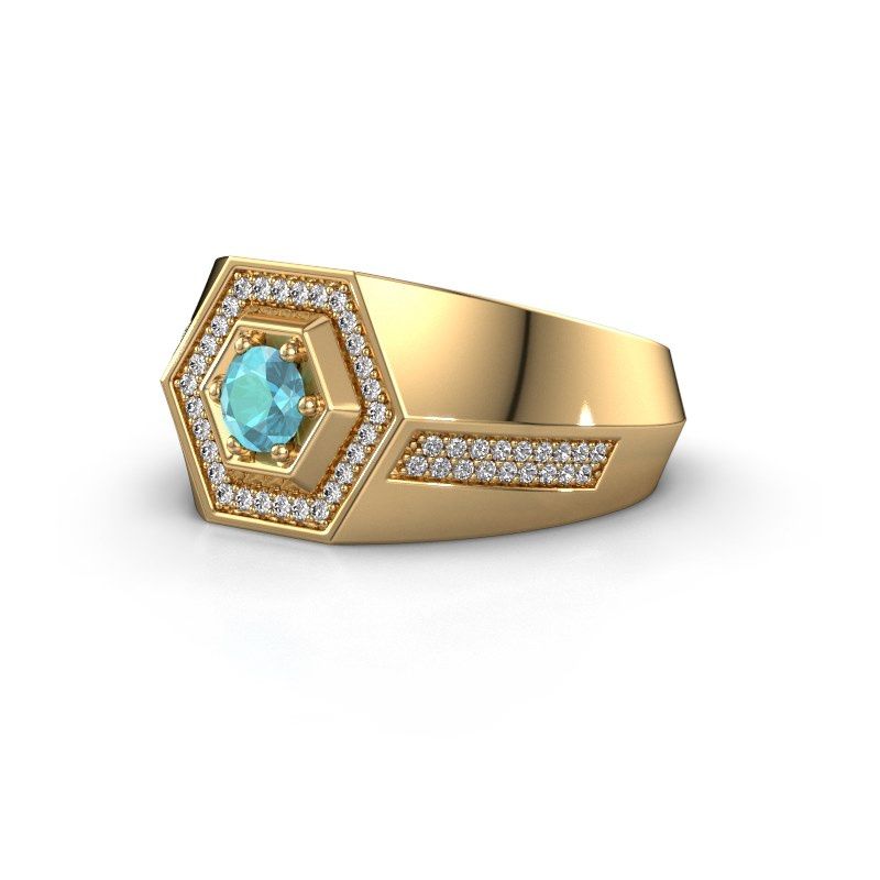 Image of Men's ring sjoerd<br/>585 gold<br/>Blue topaz 4.7 mm