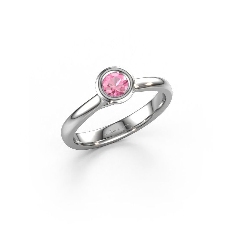 Bague de fiançailles Kaylee 950 platine saphir rose 4 mm