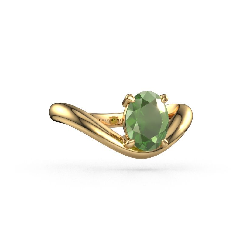 Verlobungsring Femke OVL 585 Gold Turmalin grün 8x6 mm