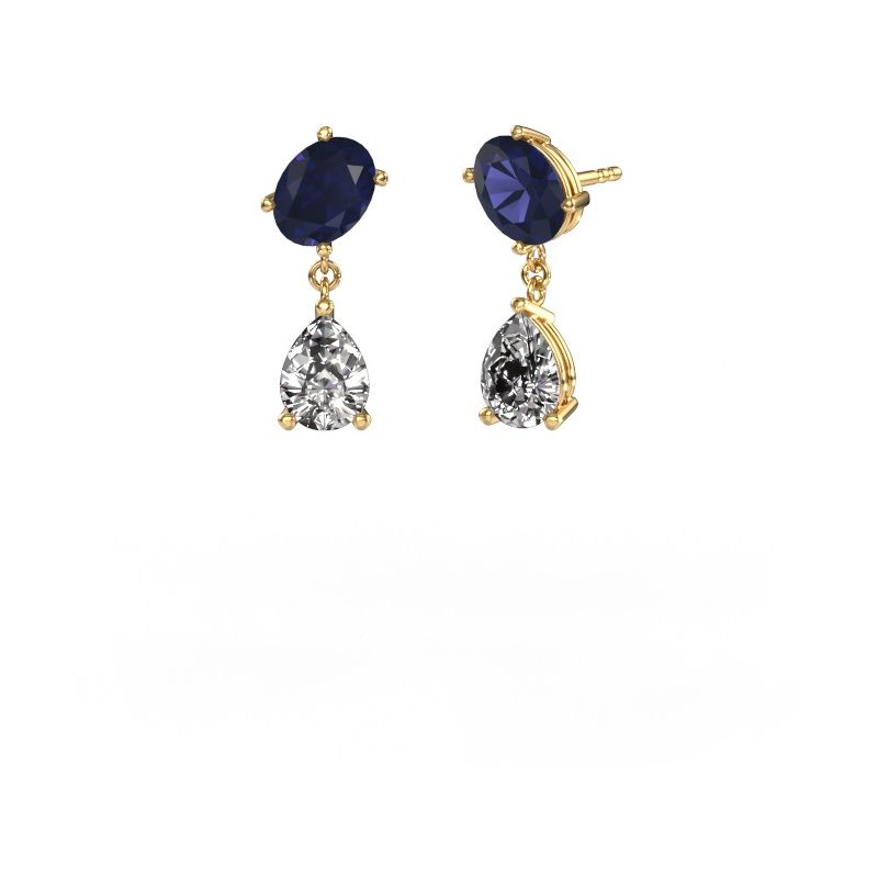 Earrings Toi et Moi OVL-PER 585 gold sapphire 8x6 mm
