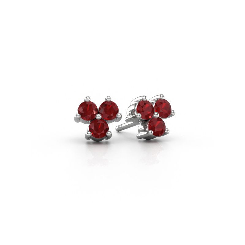 Clous d'oreilles Shirlee 950 platine rubis 3 mm