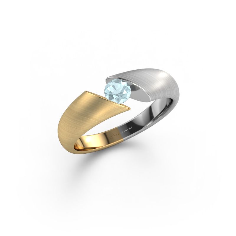 Förlovningsring Hojalien 1 585 gult guld akvamarin 4 mm