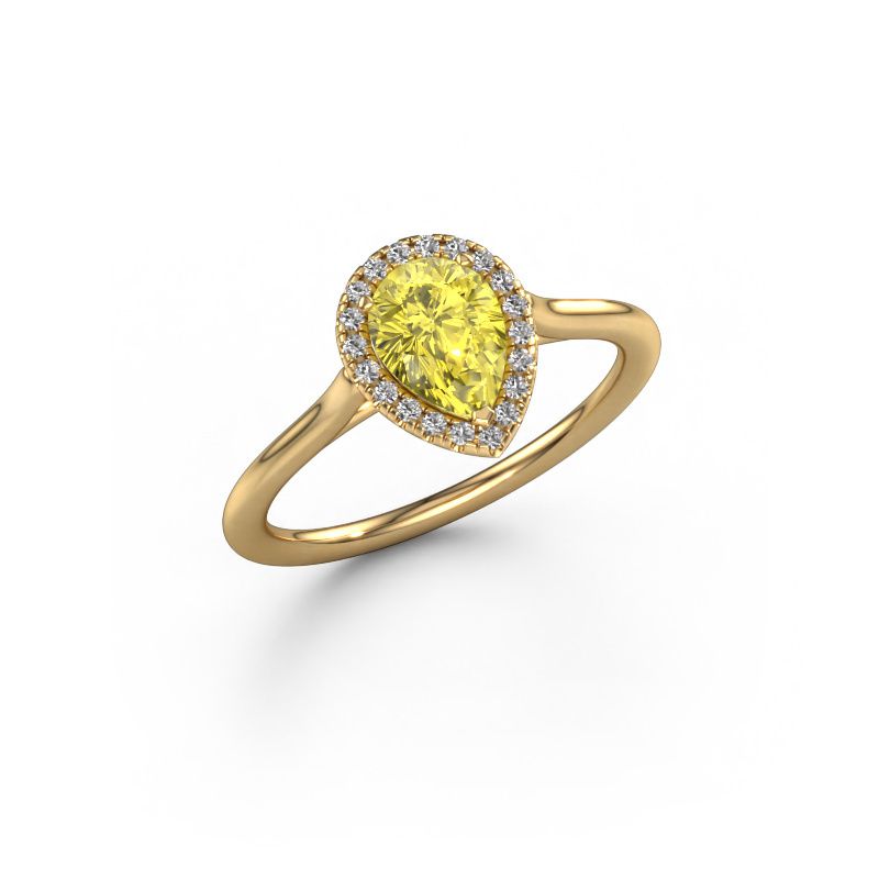 Engagement ring Seline per 1 585 gold yellow lab grown diamond 7x5 mm
