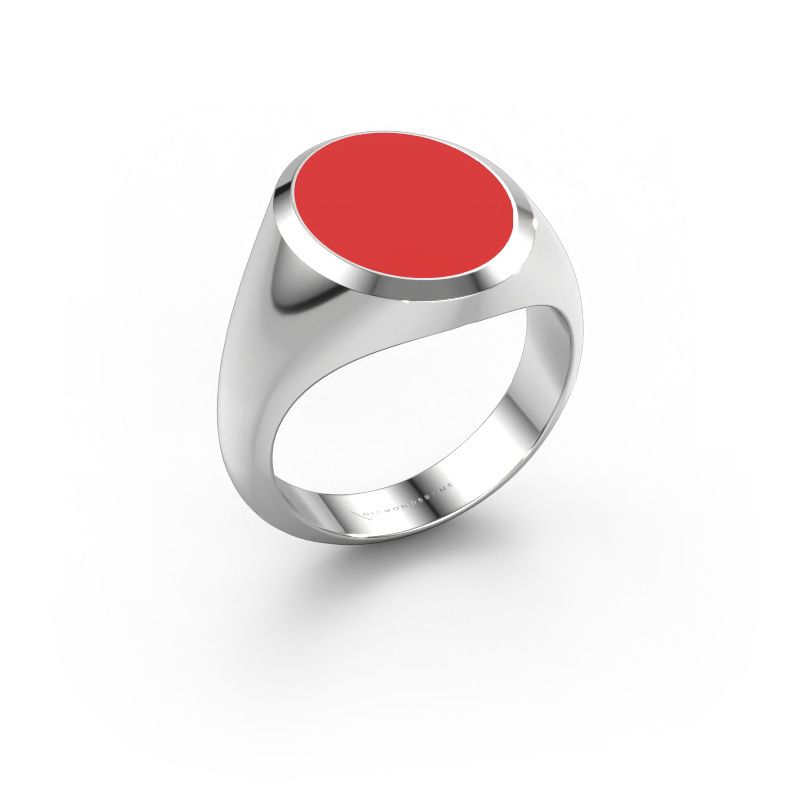 Signet ring Herman 4 950 platinum red enamel 15x12 mm