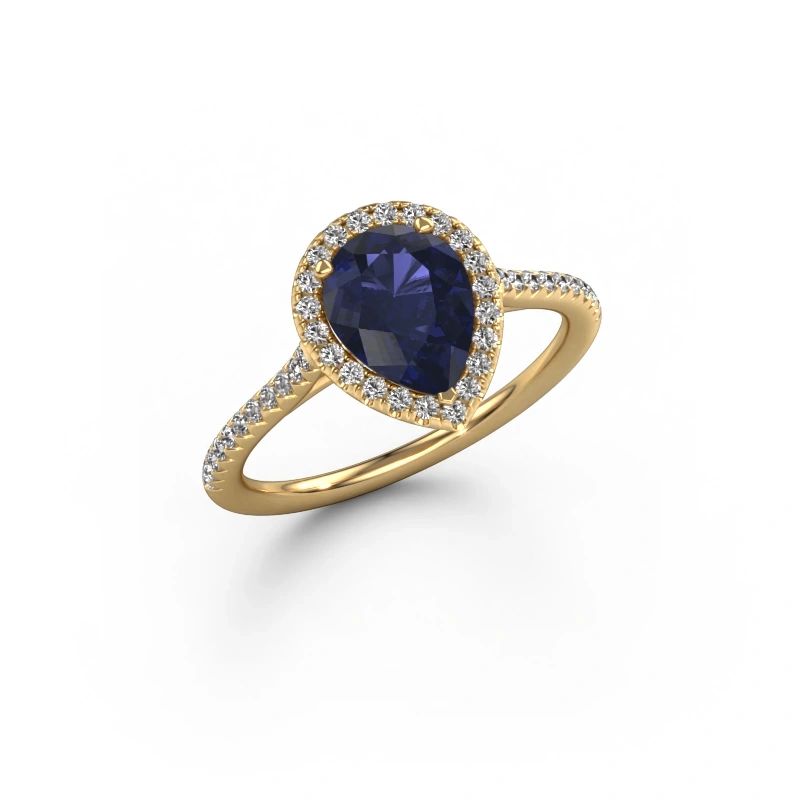 Engagement ring Seline per 2 585 gold sapphire 8x6 mm