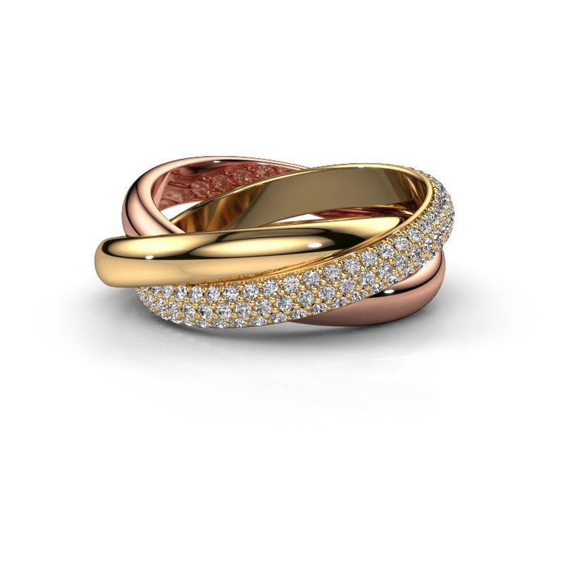 Image de Bague trinity 2<br/>585 or jaune<br/>Diamant synthétique 0.885 crt