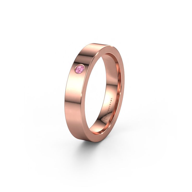 Huwelijksring WH0101L14BP 585 rosé goud roze saffier ±4x2 mm