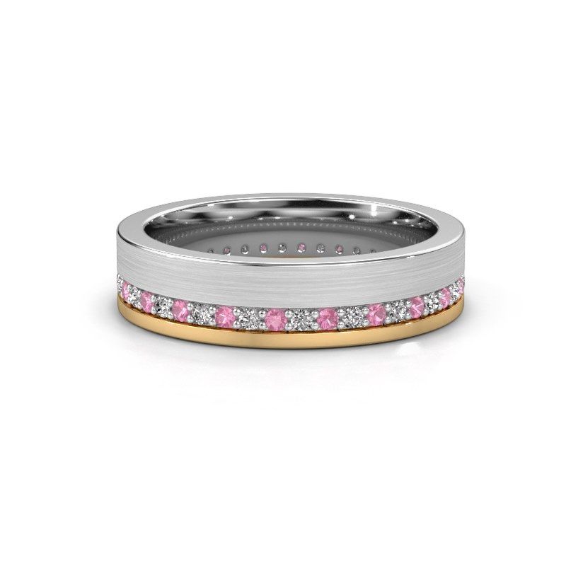 Image of Wedding ring WH0303L15BPM<br/>585 white gold ±5x2 mm<br/>Pink sapphire 1.3 mm